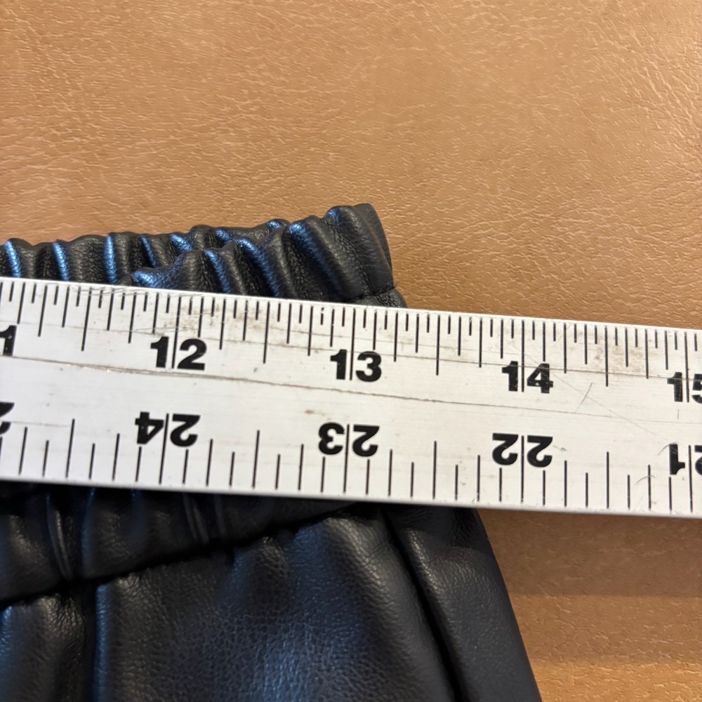 Zara NWT Women Faux Leather Jogger Pants Black Elastic Waist Drawstring Small - Picture 7 of 10